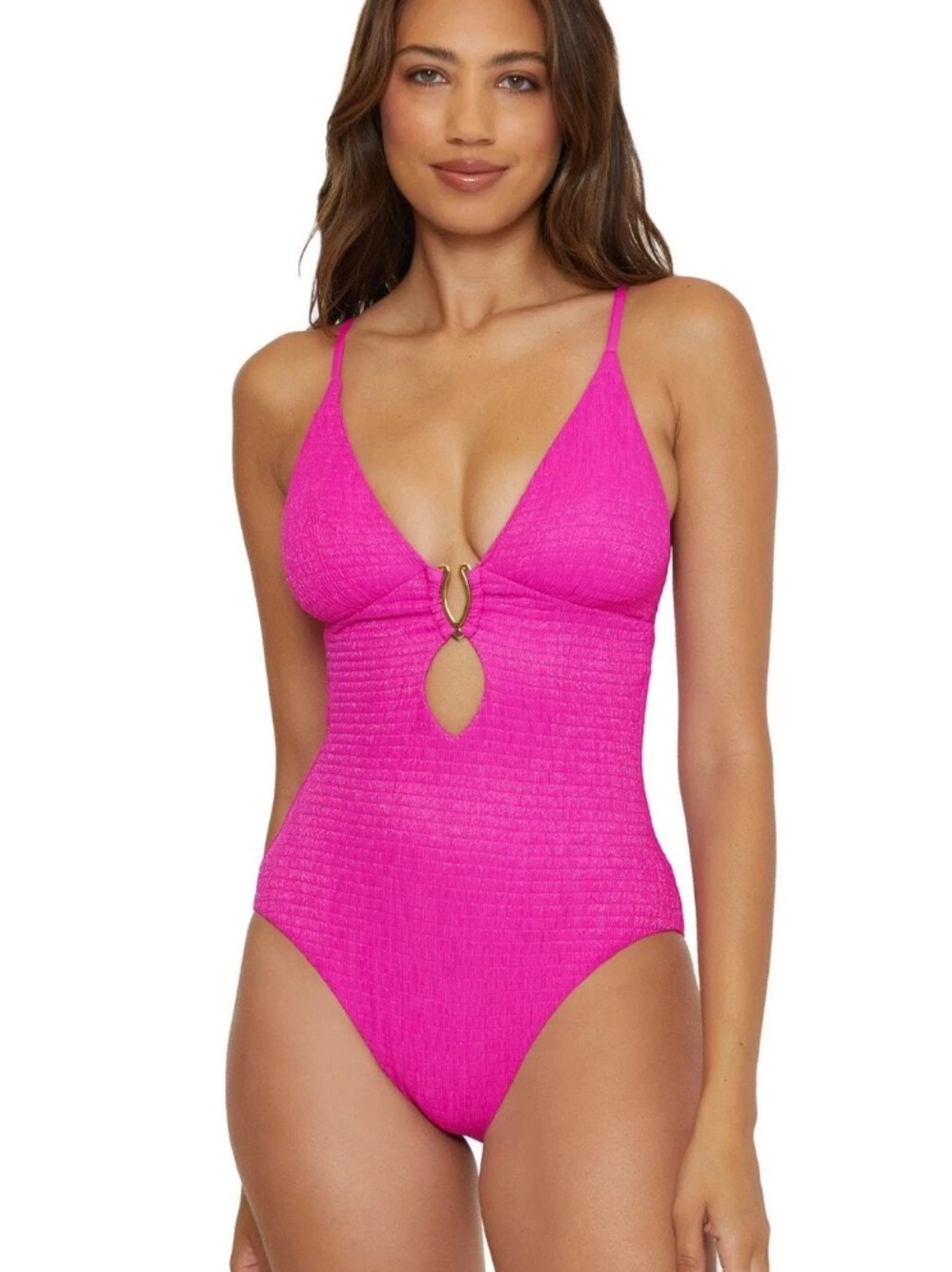 🌻NEW NWOT Becca by Rebecca Virtue Evelynn One Piece Swimsuit Vivid Pink Size L